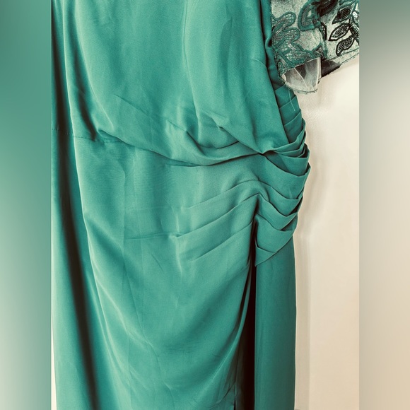 Sheath/Column scoop neck floor length Chiffon Hunter Green - Picture 5 of 14
